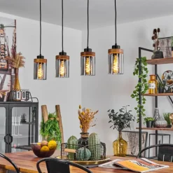 Suspension Verre Fumé-hofstein Suspension Amignon Noir, 4 lumières