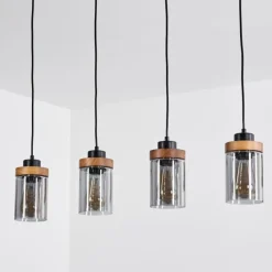 Suspension Verre Fumé-hofstein Suspension Amignon Noir, 4 lumières