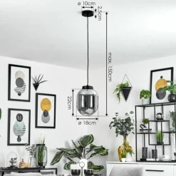 Suspension Verre Fumé-hofstein Suspension Arieux Noir, 1 lumière