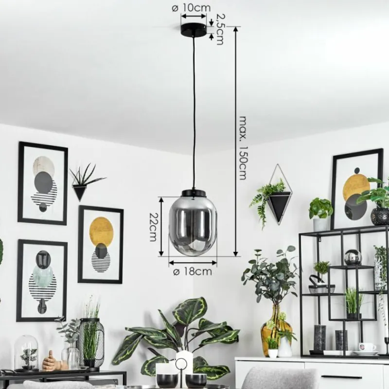 Suspension Verre Fumé-hofstein Suspension Arieux Noir, 1 lumière