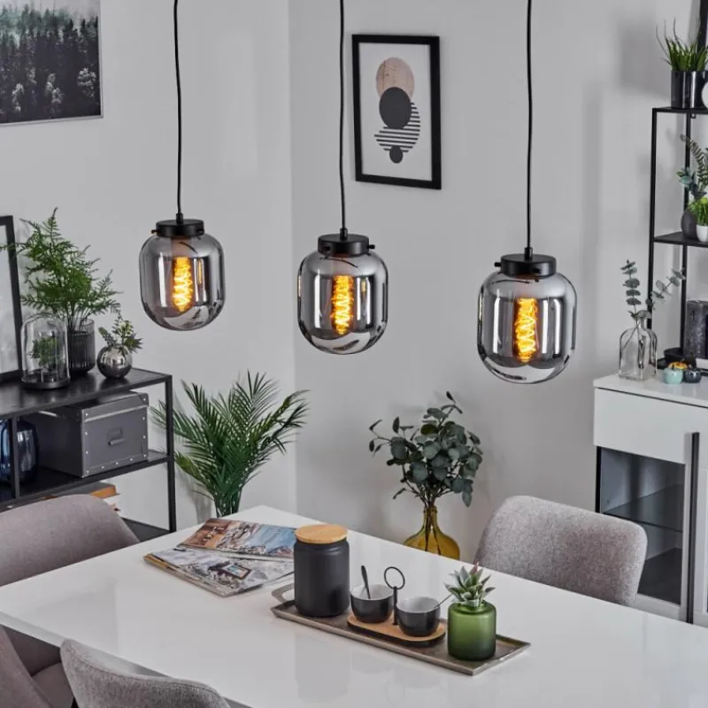 Suspension Verre Fumé-hofstein Suspension Arieux Noir, 3 lumières