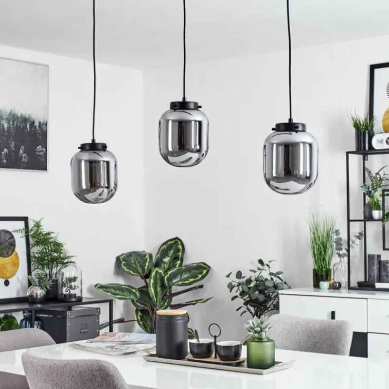 Suspension Verre Fumé-hofstein Suspension Arieux Noir, 3 lumières