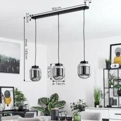 Suspension Verre Fumé-hofstein Suspension Arieux Noir, 3 lumières
