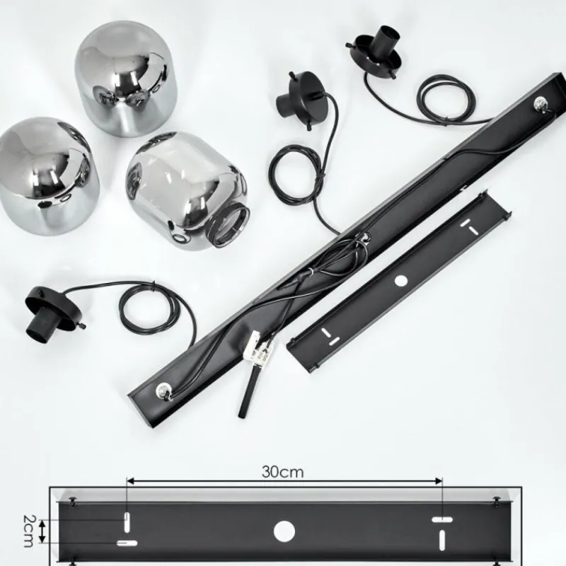 Suspension Verre Fumé-hofstein Suspension Arieux Noir, 3 lumières