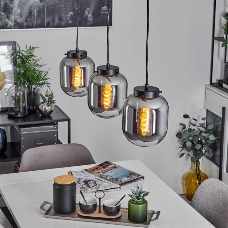 Suspension Verre Fumé-hofstein Suspension Arieux Noir, 3 lumières