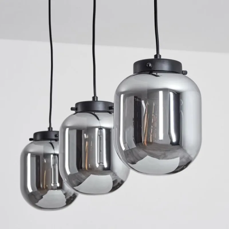 Suspension Verre Fumé-hofstein Suspension Arieux Noir, 3 lumières
