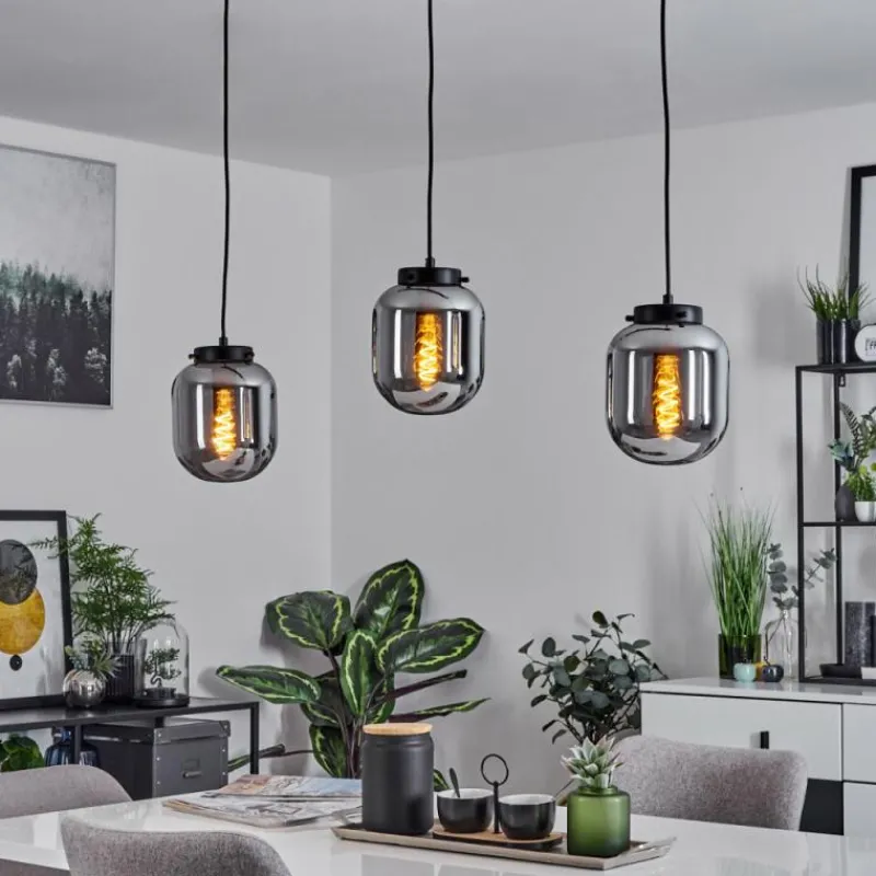 Suspension Verre Fumé-hofstein Suspension Arieux Noir, 3 lumières