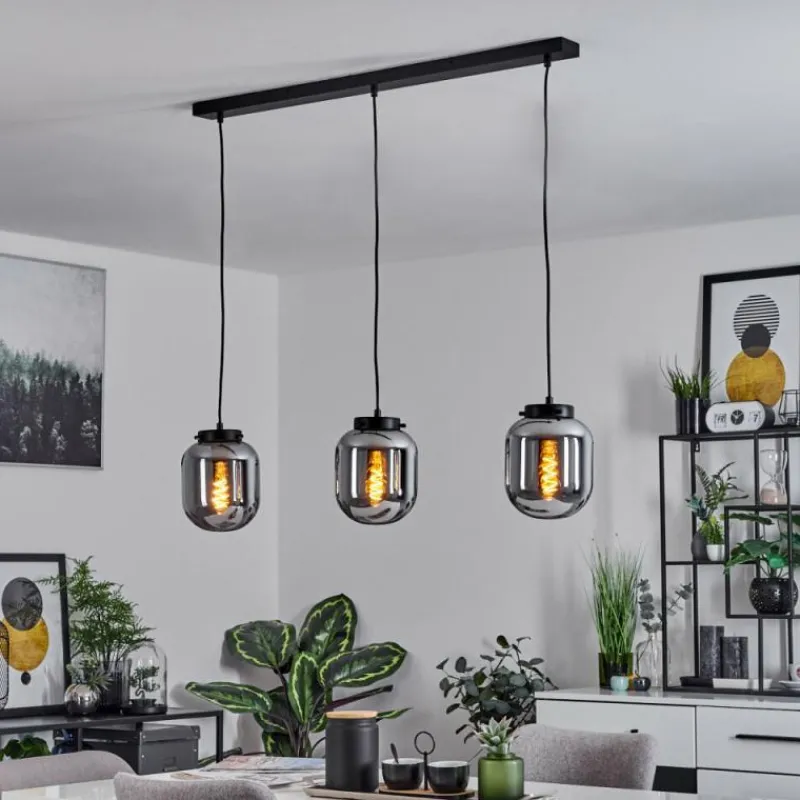 Suspension Verre Fumé-hofstein Suspension Arieux Noir, 3 lumières