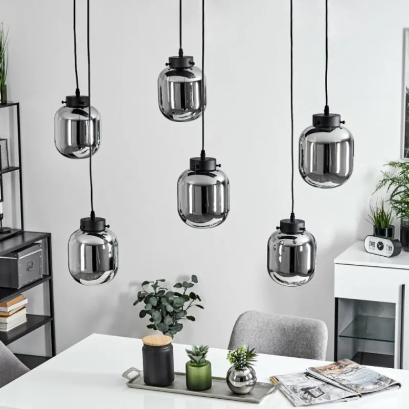 Suspension Verre Fumé-hofstein Suspension Arieux Noir, 6 lumières