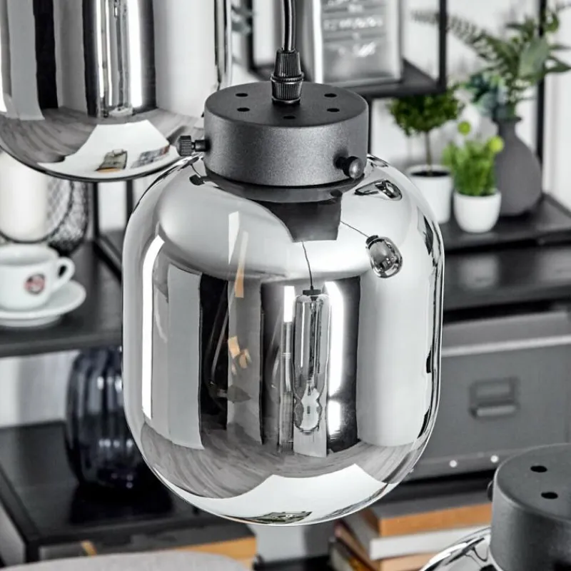 Suspension Verre Fumé-hofstein Suspension Arieux Noir, 6 lumières