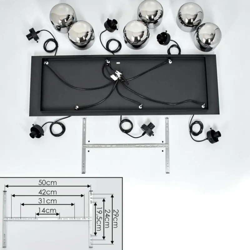 Suspension Verre Fumé-hofstein Suspension Arieux Noir, 6 lumières