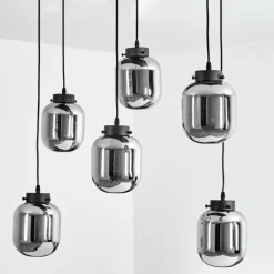 Suspension Verre Fumé-hofstein Suspension Arieux Noir, 6 lumières