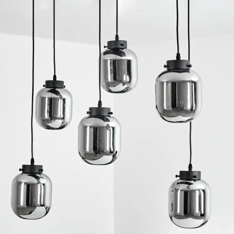 Suspension Verre Fumé-hofstein Suspension Arieux Noir, 6 lumières