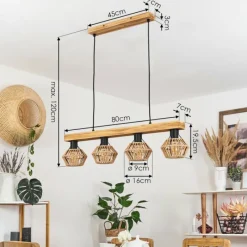 Style Boho-Chic-hofstein Suspension Auboncourt Écru, 4 lumières