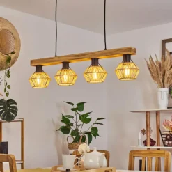 Style Boho-Chic-hofstein Suspension Auboncourt Écru, 4 lumières