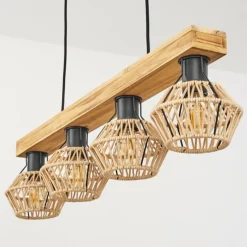 Style Boho-Chic-hofstein Suspension Auboncourt Écru, 4 lumières
