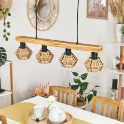 Style Boho-Chic-hofstein Suspension Auboncourt Écru, 4 lumières