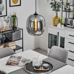 Suspension Verre Fumé-hofstein Suspension Augicourt Noir, 1 lumière