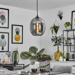 Suspension Verre Fumé-hofstein Suspension Augicourt Noir, 1 lumière