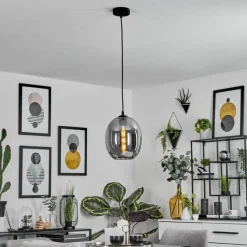 Suspension Verre Fumé-hofstein Suspension Augicourt Noir, 1 lumière