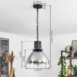 Suspension Verre Fumé-hofstein Suspension Aurouze Noir, 1 lumière