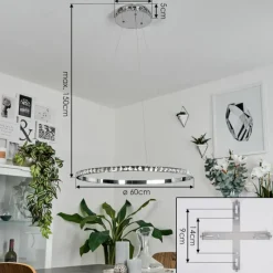 hofstein Suspension Avelar LED Chrome, Transparent, 1 lumière