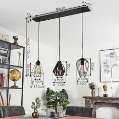 Lampes Vintages & Rétros-hofstein Suspension Aveloso Noir, 3 lumières