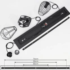 Lampes Vintages & Rétros-hofstein Suspension Aveloso Noir, 3 lumières