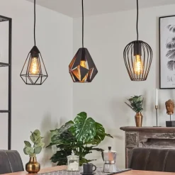 Lampes Vintages & Rétros-hofstein Suspension Aveloso Noir, 3 lumières