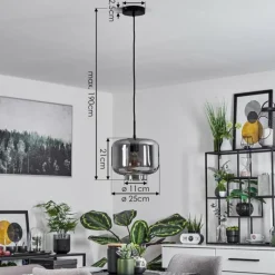 Suspension Verre Fumé-hofstein Suspension Banhos Noir, 1 lumière