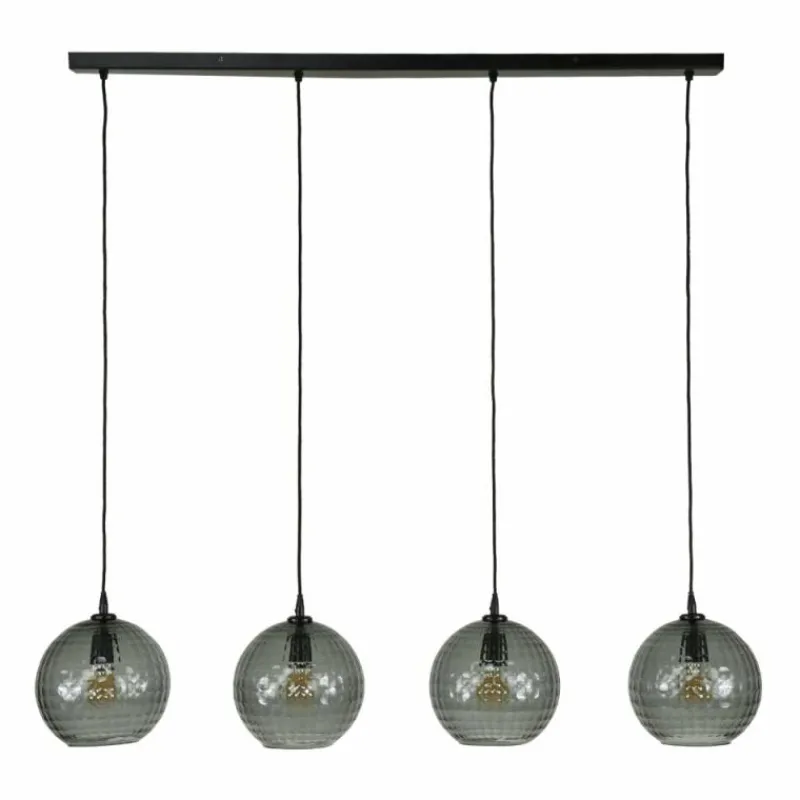 Suspension Verre Fumé-hofstein Suspension Barcarena Noir, 4 lumières