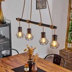 Style Boho-Chic-hofstein Suspension Bardhaman Écru, Noir, 4 lumières
