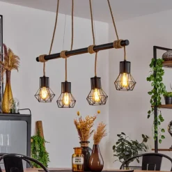 Style Boho-Chic-hofstein Suspension Bardhaman Écru, Noir, 4 lumières