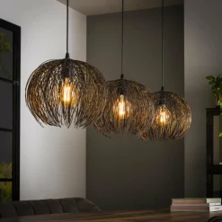 Lampes Industrielles-hofstein Suspension Beach Brun, Noir, 3 lumières