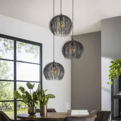 Lampes Industrielles-hofstein Suspension Beach Brun, Noir, 3 lumières