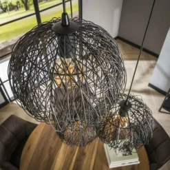 Lampes Industrielles-hofstein Suspension Beach Brun, Noir, 3 lumières