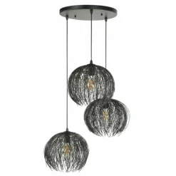 Lampes Industrielles-hofstein Suspension Beach Brun, Noir, 3 lumières