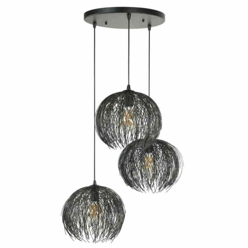 Lampes Industrielles-hofstein Suspension Beach Brun, Noir, 3 lumières