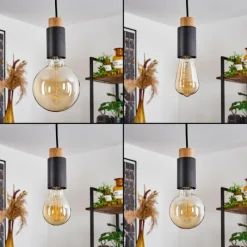 Lampes Vintages & Rétros-hofstein Suspension Brenier Bois foncé, Noir, 1 lumière