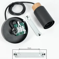 Lampes Vintages & Rétros-hofstein Suspension Brenier Bois foncé, Noir, 1 lumière