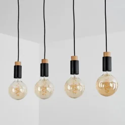 Lampes Vintages & Rétros-hofstein Suspension Brenier Écru, Noir, 4 lumières
