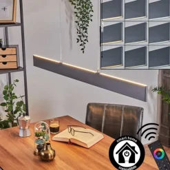 hofstein Suspension Brun LED Anthracite, 2 lumières, Télécommandes