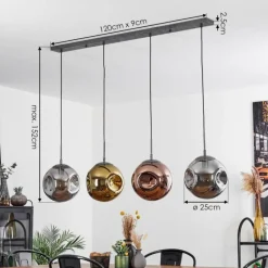 Lampes Dorées-hofstein Suspension Cabreiro Anthracite, 4 lumières