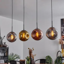 Lampes Dorées-hofstein Suspension Cabreiro Anthracite, 4 lumières