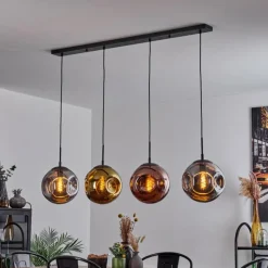 Lampes Dorées-hofstein Suspension Cabreiro Anthracite, 4 lumières