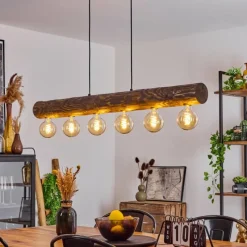 Luminaires Scandinaves-hofstein Suspension Canedo Bois foncé, Noir, 6 lumières