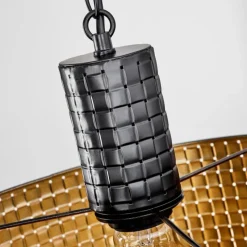 Lampes Dorées-hofstein Suspension Chabian Brun, Couleur bois, Noir, 1 lumière