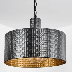 Lampes Dorées-hofstein Suspension Chabian Brun, Couleur bois, Noir, 1 lumière