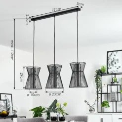 Suspension Verre Fumé-hofstein Suspension Chaca Noir, 3 lumières