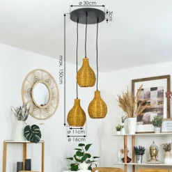 Luminaires Scandinaves-hofstein Suspension Chaniers Noir, 3 lumières